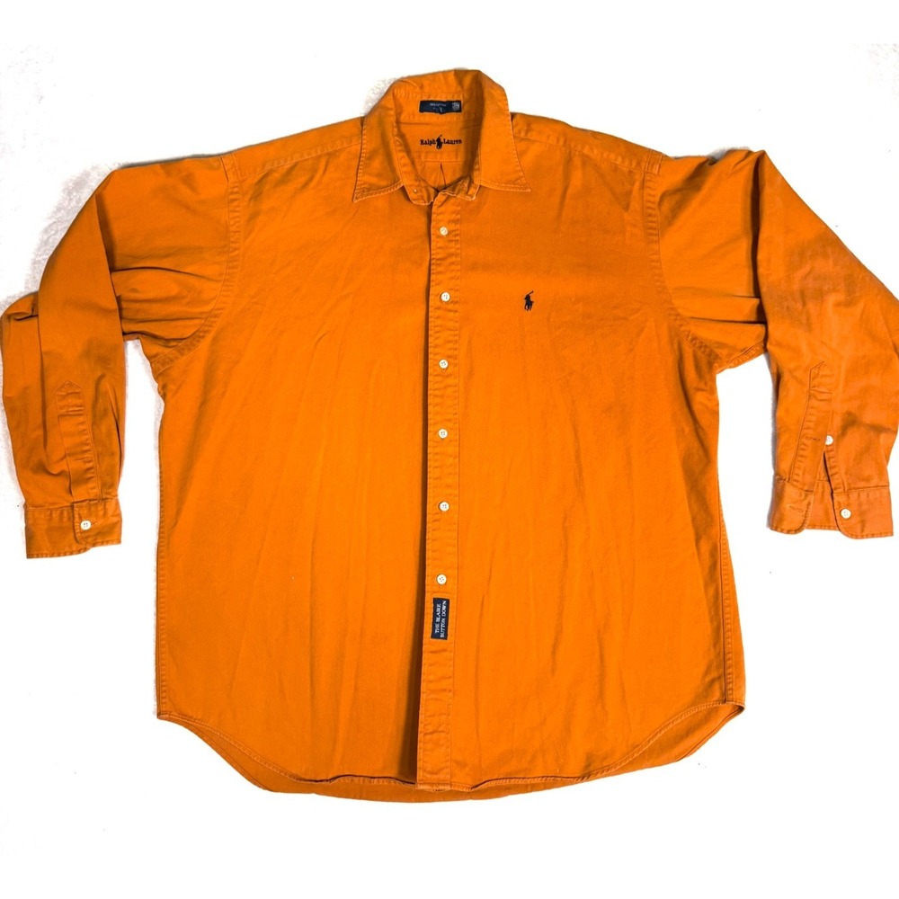 Ralph Lauren Blaire Oxford Shirt XL Orange Cotton Pony Long Sleeve Button Down